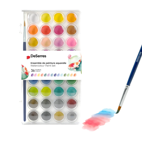 DeSerres - Ensemble Aquarelle 36 couleurs