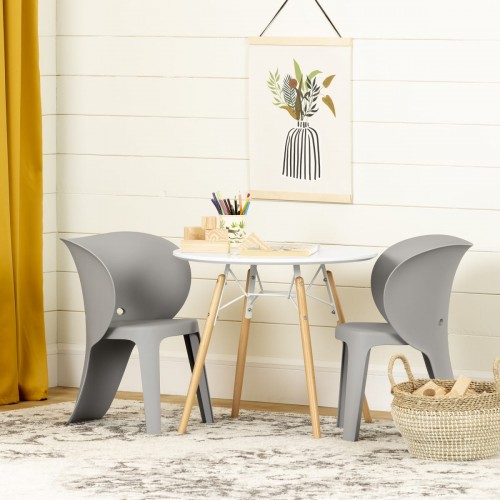 South Shore - Sweedi - Ensemble table et chaises pour enfants - Blanc et gris