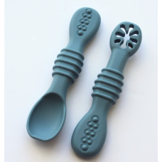 Bulle Bijouterie - Cuillères d’apprentissages pour bébé – DME – lot de 2 - Bleu ciel