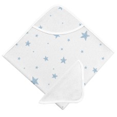 Kushies - Ensemble de serviette de bain  à capuche et gant de toilette - Étoiles bleues