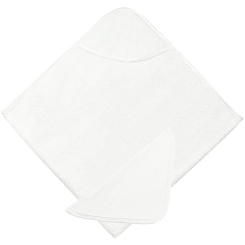 Kushies - Ensemble de serviette de bain  à capuche et gant de toilette - Blanc