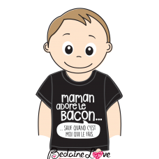 Bédaine Love - T-Shirt humoristique pour enfant - Maman adore le bacon