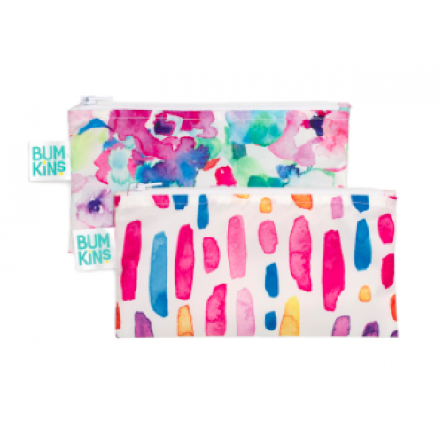 Bumkins - Petits sacs à collation - Paquet de 2 - Fleurs pastels