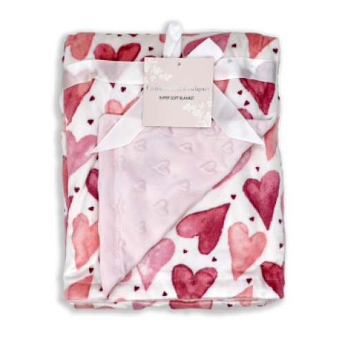 Rose Textiles - Catherine Malandrino - Couverture en polar - Coeurs