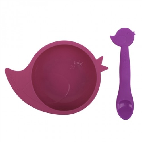 Kushies - Silibowl - Bol et cuillère en silicone - Fille