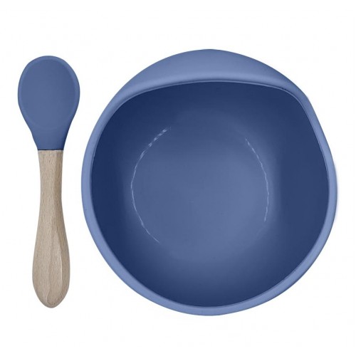 Kushies - Silibowl and spoon - Cuillère et bol en silicone - Bleu