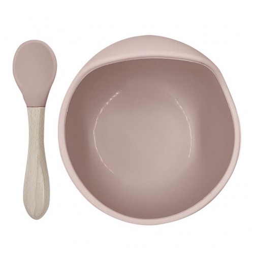 Kushies - Silibowl and spoon - Cuillère et bol en silicone - Rose