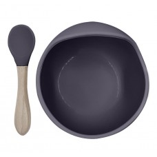 Kushies - Silibowl and spoon - Cuillère et bol en silicone - Brun