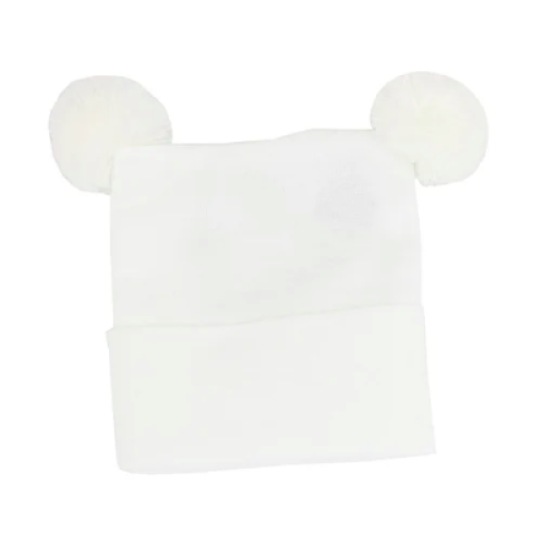 KidCentral - Bonnet à 2 pompons - Blanc