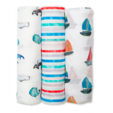 Lulujo - Deluxe  Mousseline de bamboo - Paquet de 3 - Out to sea