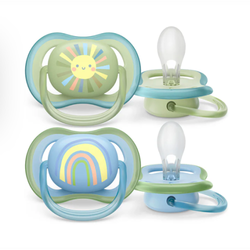 Philips Avent - Suce Ultra Air - 0 à 6 mois - Soleil souriant & Arc-en-ciel bleu