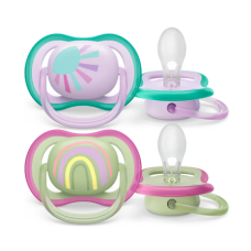 Philips Avent - Suce ultra douce - 0 à 6 mois - Soleil lilas + arc-en-ciel vert - Paquet de 2