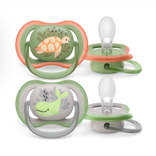 Philips Avent - Suce Ultra Air - 6 à 18 mois - Tortue Orange & Baleine Verte