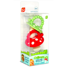 RaZbaby - Jouet de dentition Chompy Champignon - Rouge et Vert - Lot de 2 
