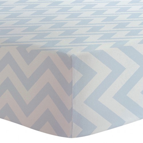 Kushies - Drap contour en flanelle pour matelas de lit de bébé - Chevron Bleu