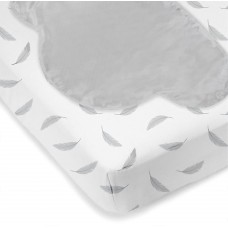 Kushies - Drap contour en flanelle pour matelas de lit de bébé avec tête de lit - Plumes grises