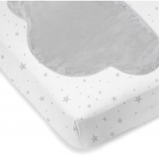 Kushies - Drap contour en flanelle pour matelas de lit de bébé avec tête de lit - Étoiles grises