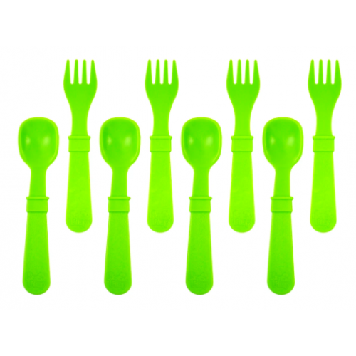 Re-Play - Ensemble de 4 fourchettes et 4 cuillères en plastique recyclé - Vert