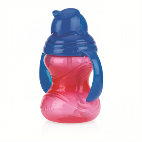 Nuby - Gobelet Clik-it™ 360° Straw™ FlipN'Sip™ 300mL - rouge/bleu - 5310230